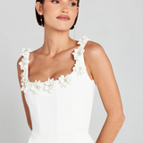 Women’s Square Neck Mini Dress – Modern Floral Accent A-Line Dress