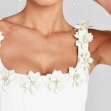 Women’s Square Neck Mini Dress – Modern Floral Accent A-Line Dress