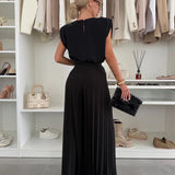 Women’s Viscose Wide-Leg Pleated Trousers & Sleeveless Blouse Set – Essence Collection
