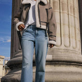 Frey Line – Shearling Trim Aviator Jacket