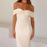 Pearl Dreams – Off-Shoulder Maxi Dress