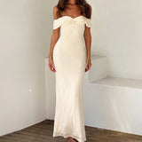 Pearl Dreams – Off-Shoulder Maxi Dress
