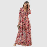 June - Chiffon maxi dress with floral print