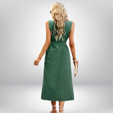 Auli - Sleeveless Maxi Dress with Front Slit and Solid Print