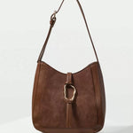 ANNEAU — Metal Ring Shoulder Hobo Bag Brown