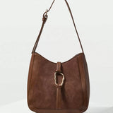 ANNEAU — Metal Ring Shoulder Hobo Bag Brown