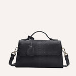 ÉCAILLE — Snake Texture Top Handle Bag Black