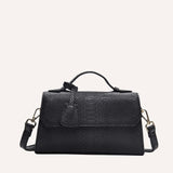 ÉCAILLE — Snake Texture Top Handle Bag Black