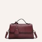 ÉCAILLE — Snake Texture Top Handle Bag Burgundy