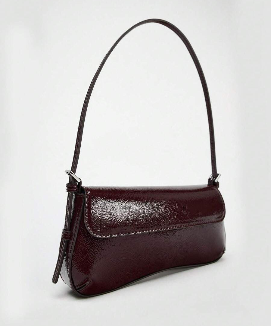 LAQUE — Glossy Patent Baguette Shoulder Bag