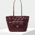 MATELASSÉ — Quilted Chain Shoulder Bag Burgundy