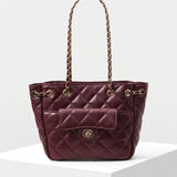 MATELASSÉ — Quilted Chain Shoulder Bag Burgundy