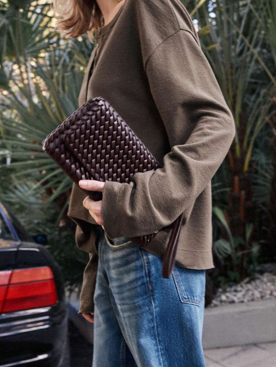 TRESSE — Woven Baguette Shoulder Bag