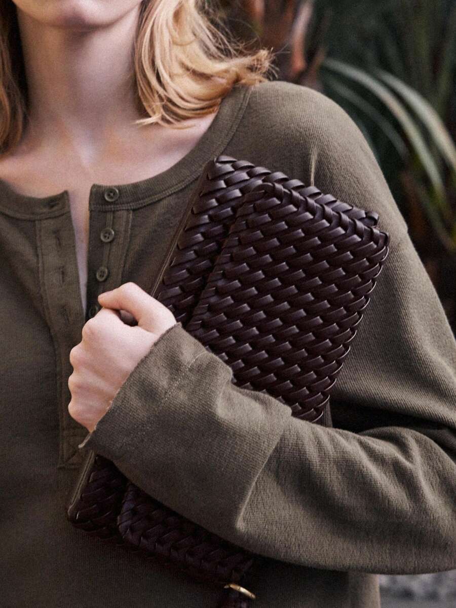 TRESSE — Woven Baguette Shoulder Bag
