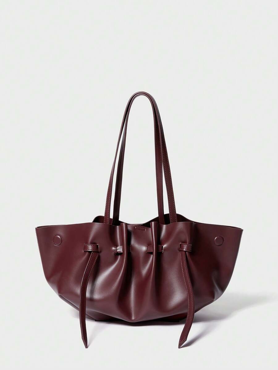 CHIFFONNÉ — Ruched Oversized Tote Bag Burgundy