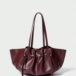 CHIFFONNÉ — Ruched Oversized Tote Bag Burgundy