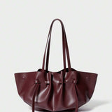 CHIFFONNÉ — Ruched Oversized Tote Bag Burgundy