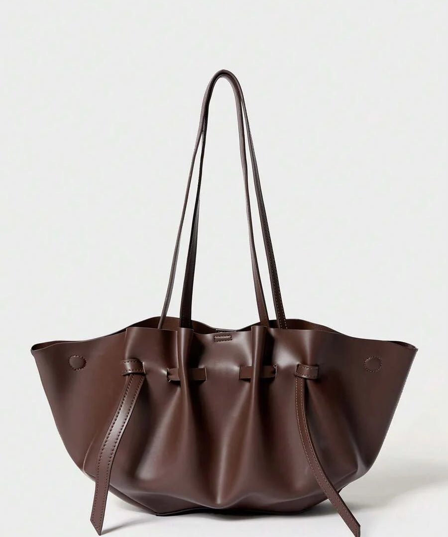 CHIFFONNÉ — Ruched Oversized Tote Bag Brown
