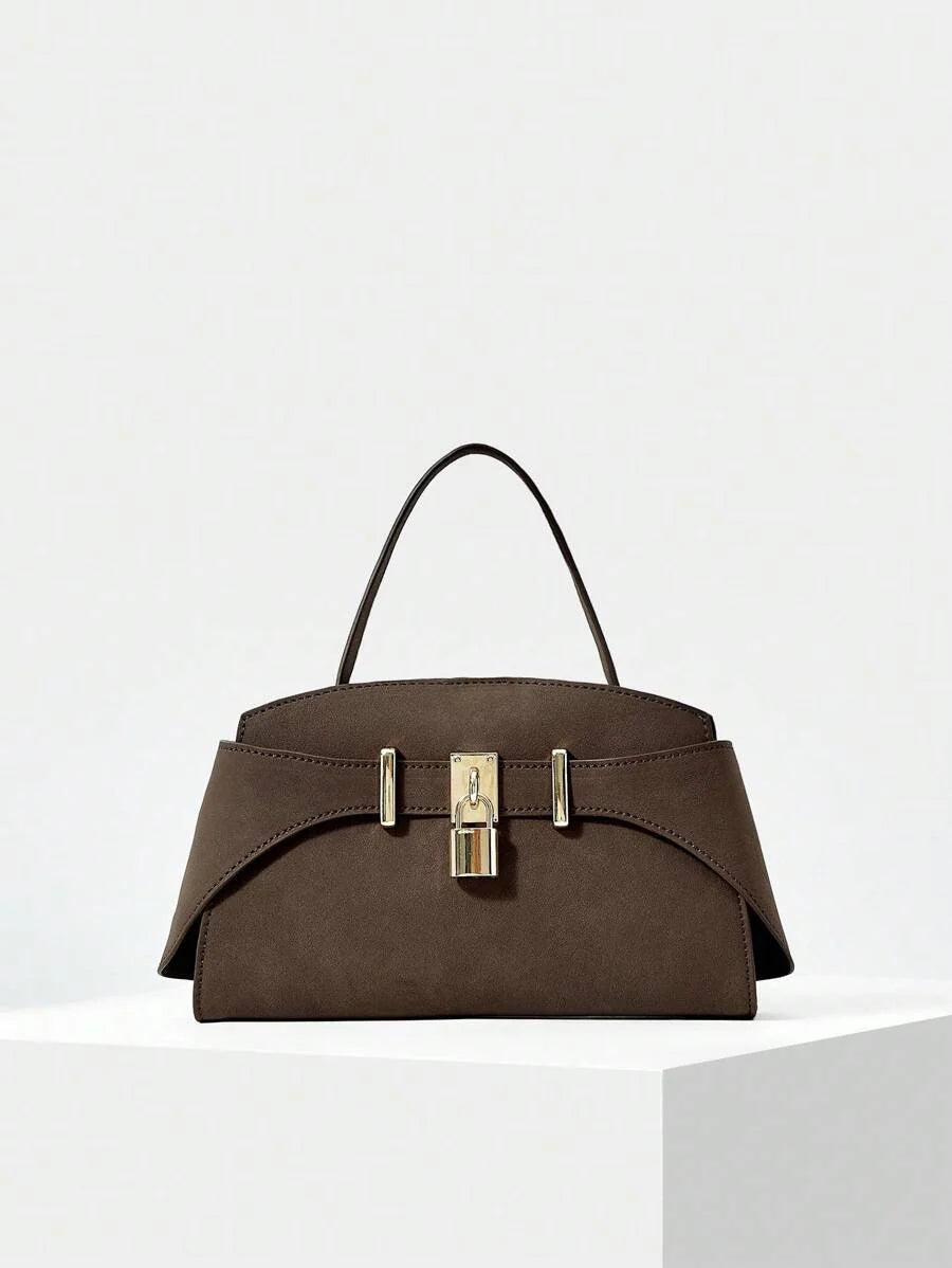 VERROU — Lock Detail Top Handle Bag Brown