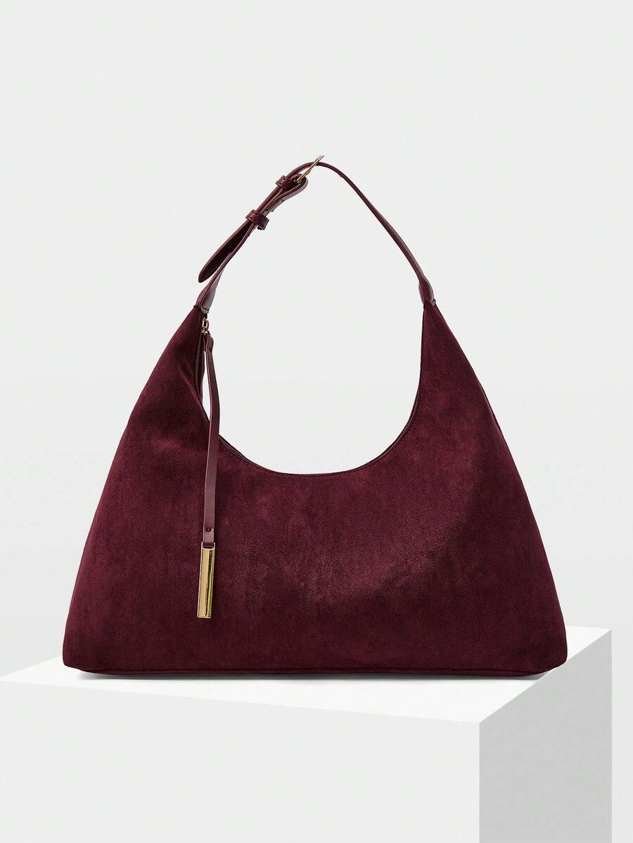 DUNE — Oversized Suede Hobo Bag Red