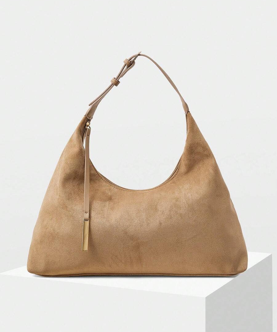 DUNE — Oversized Suede Hobo Bag Apricot
