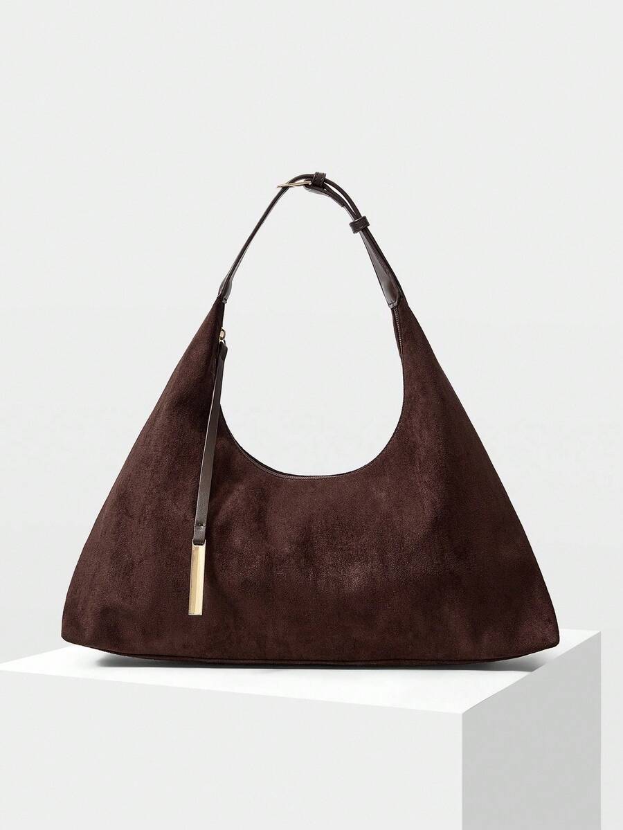 DUNE — Oversized Suede Hobo Bag Coffee