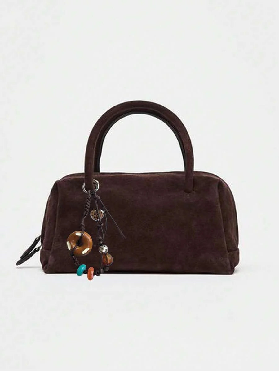 VELOURS — Suedette Boston Top Handle Bag