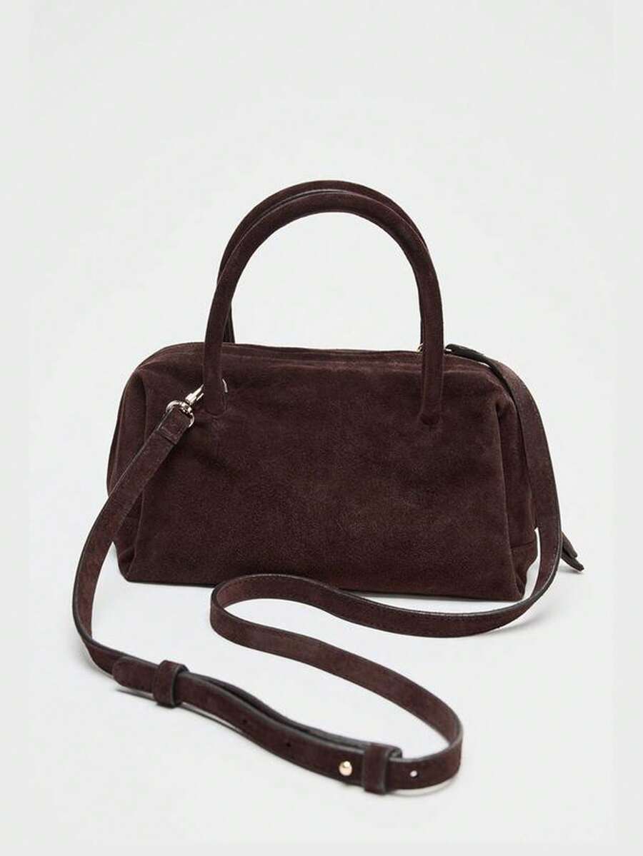 VELOURS — Suedette Boston Top Handle Bag