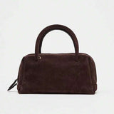 VELOURS — Suedette Boston Top Handle Bag Brown