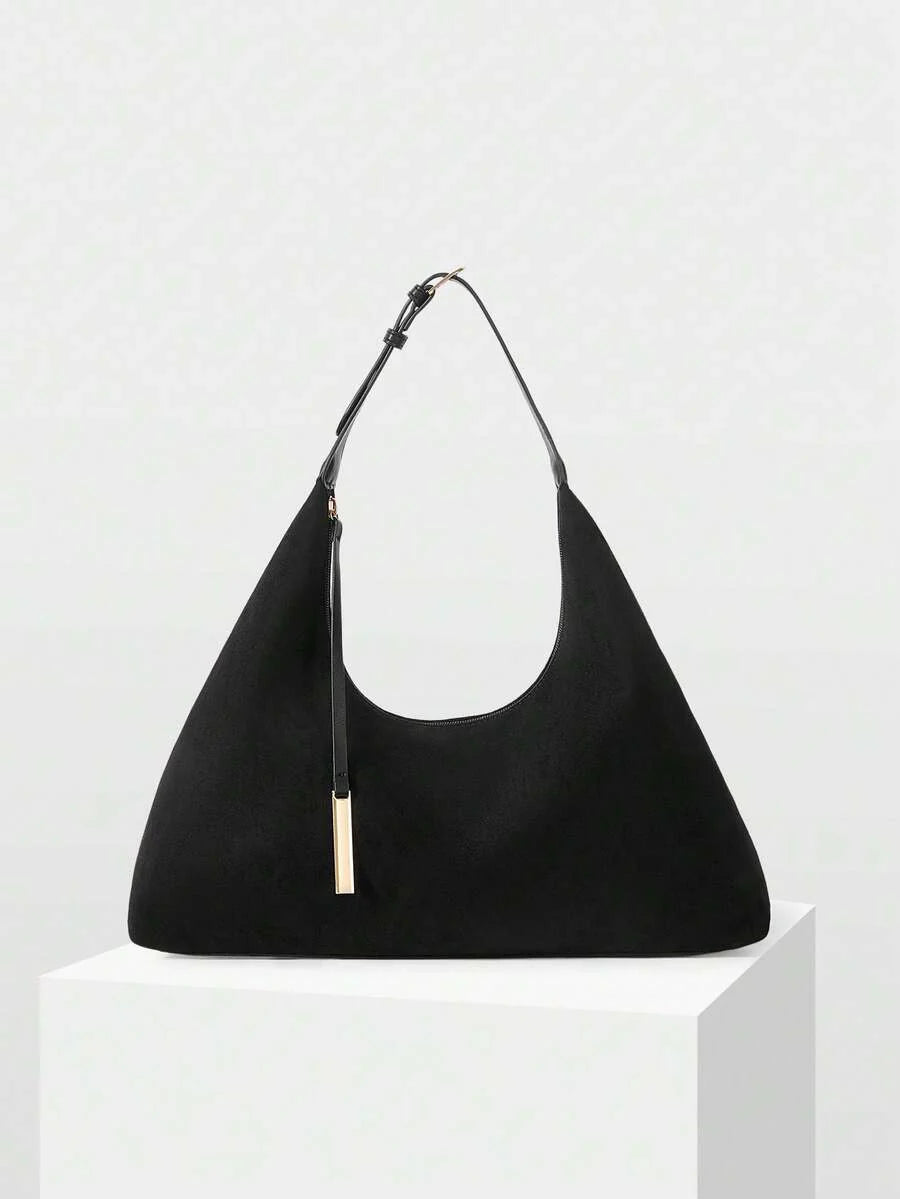 DUNE — Oversized Suede Hobo Bag Black