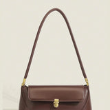 LOQUET — Retro Flap Baguette Bag Coffee Brown