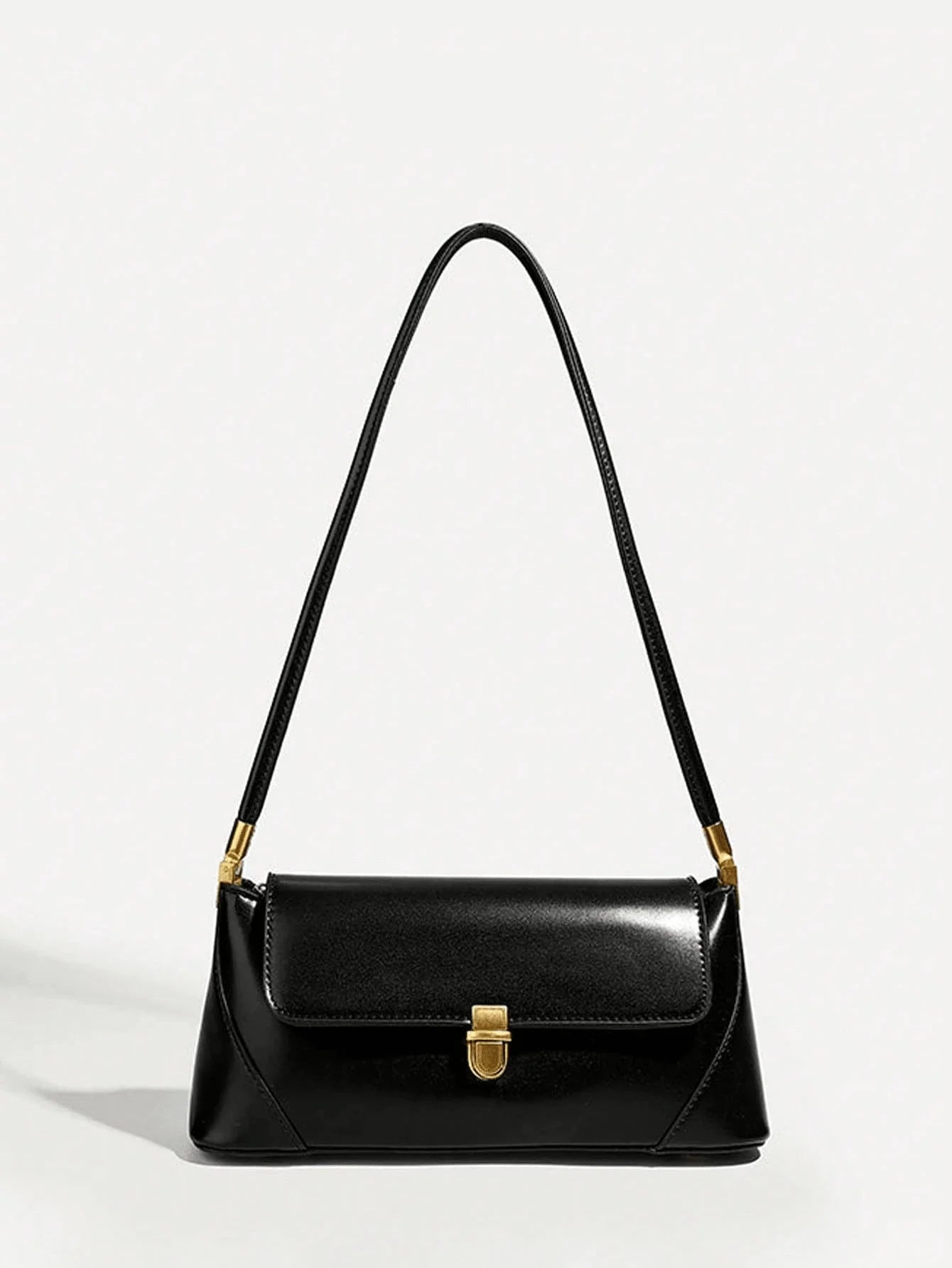 LOQUET — Retro Flap Baguette Bag Black