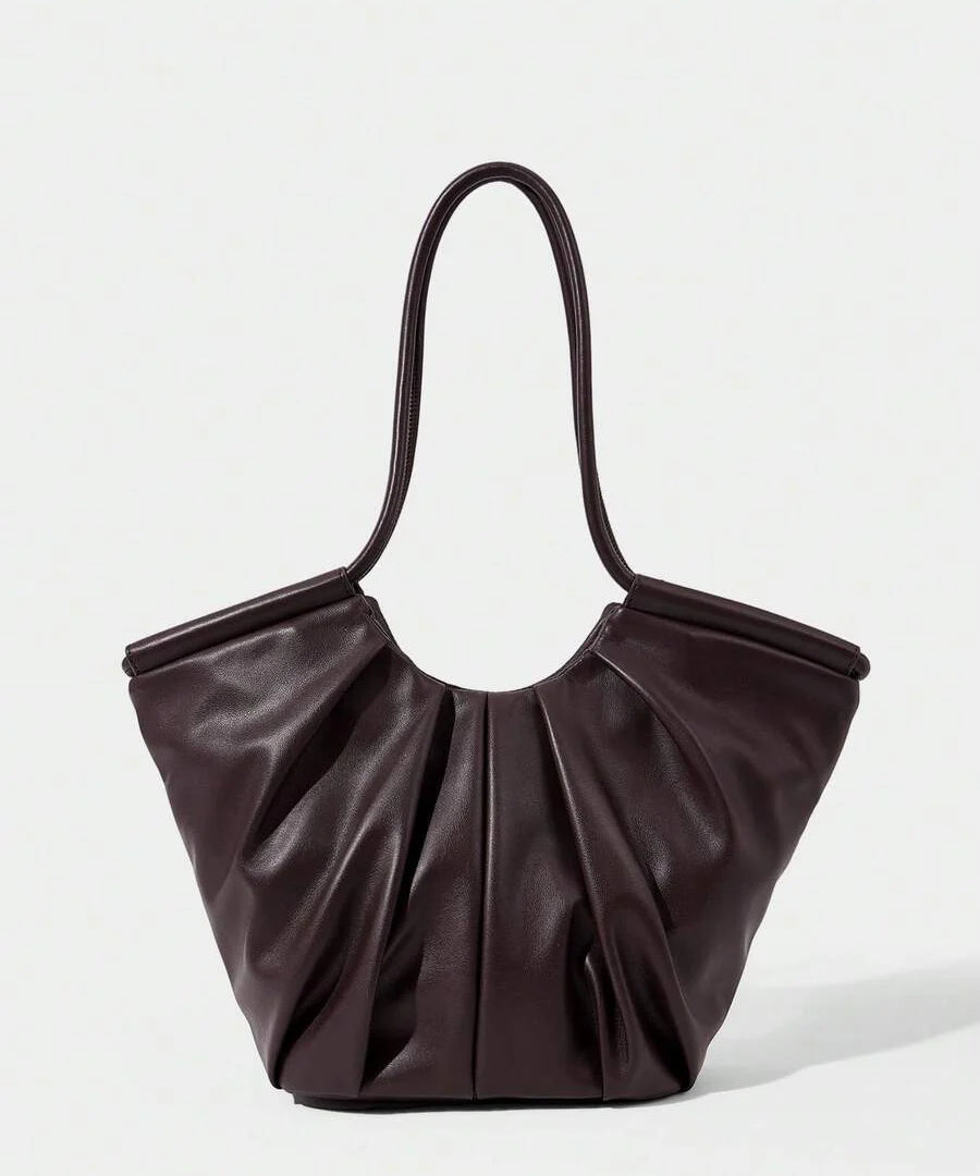 VOLANT — Ruffle Shoulder Tote Bag Red Violet
