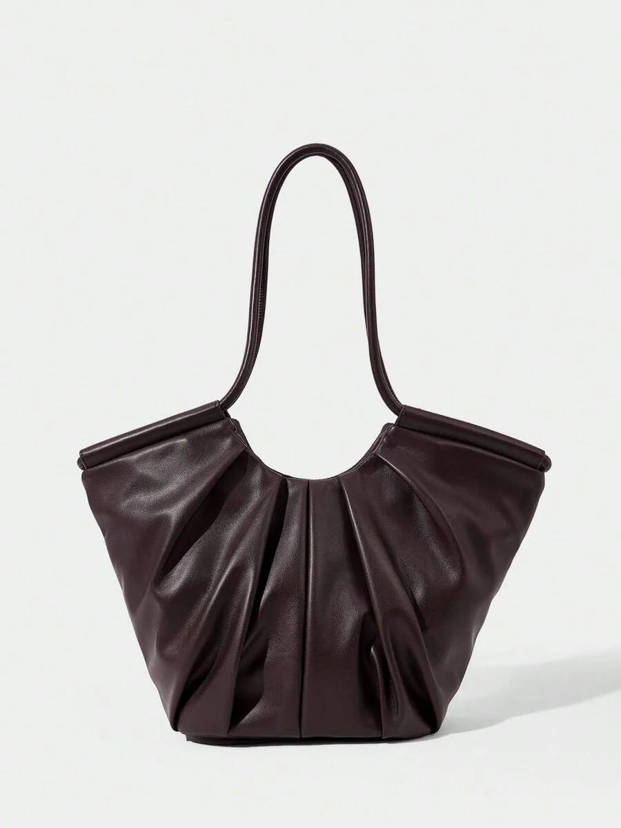 VOLANT — Ruffle Shoulder Tote Bag Red Violet