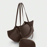FRONCE — Pleated Oversized Tote Bag Coffee
