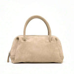 VELOURS — Suedette Boston Top Handle Bag Beige