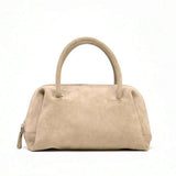VELOURS — Suedette Boston Top Handle Bag Beige