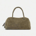 VELOURS — Suedette Boston Top Handle Bag Olive