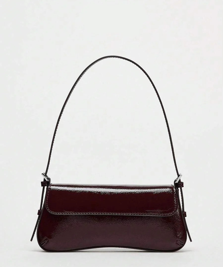 LAQUE — Glossy Patent Baguette Shoulder Bag