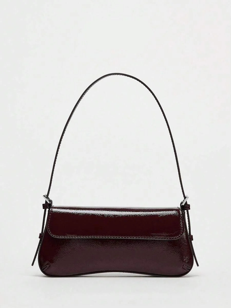 LAQUE — Glossy Patent Baguette Shoulder Bag