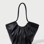 VOLANT — Ruffle Shoulder Tote Bag Black