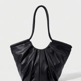 VOLANT — Ruffle Shoulder Tote Bag Black