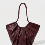 VOLANT — Ruffle Shoulder Tote Bag Burgundy