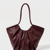 VOLANT — Ruffle Shoulder Tote Bag Burgundy
