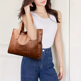 Leather Tote Bag - Large Capacity