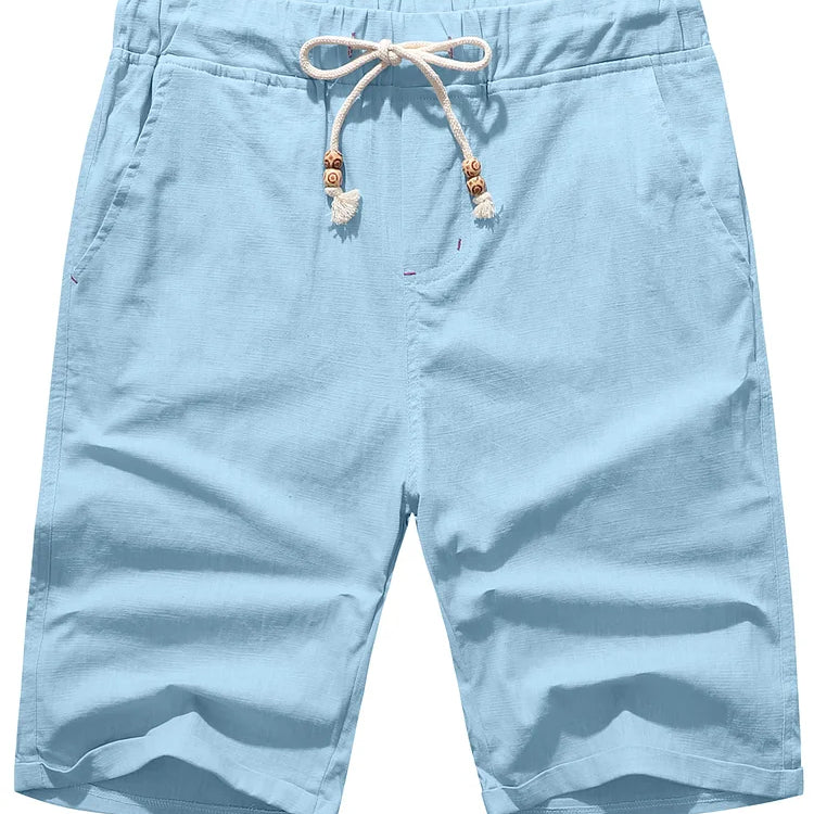 Alistair - Linen beach shorts with drawstring for men