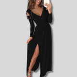 Celeste - Long slit dress with hollow shoulders