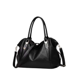 Stylish leather bag with double handles and shoulder strap