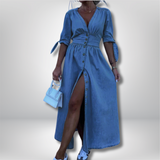 Charlotte - Elegant Long Denim Dress