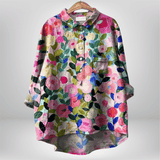 Willow - Cotton Linen Blouse with Floral Print